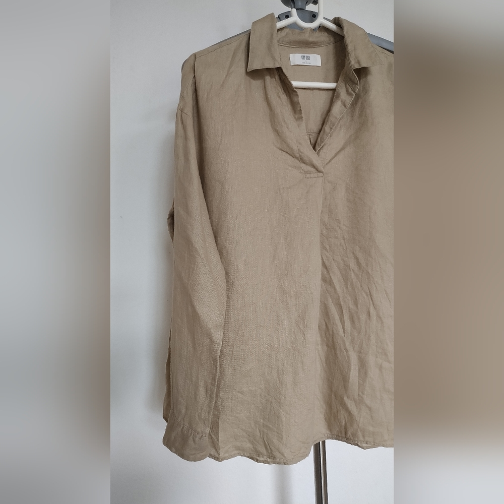 Uniqlo linen Skipper collar Shirt - Picture 4 of 8